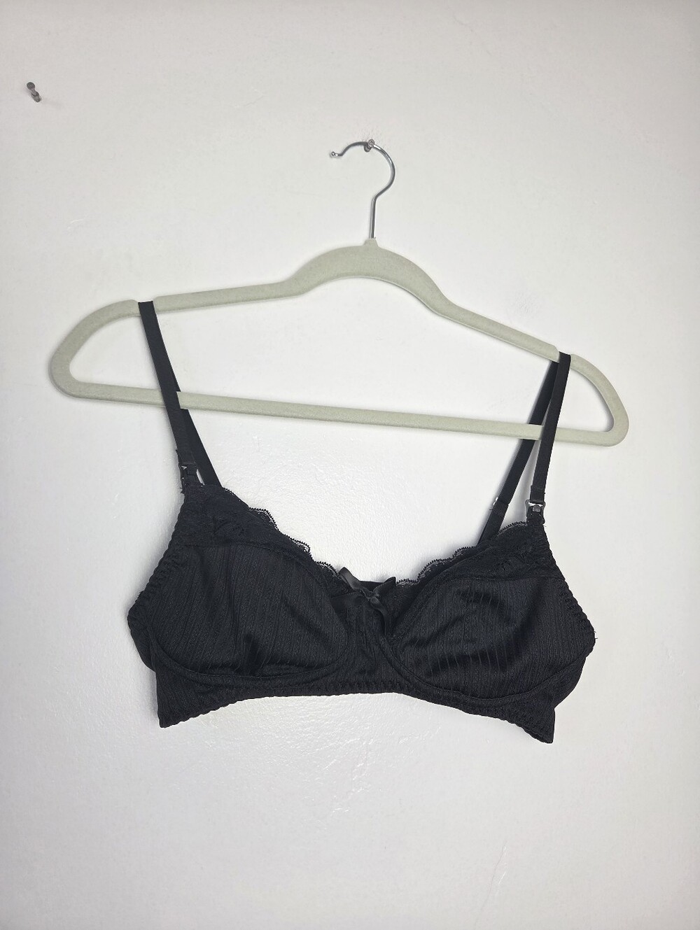 Black Lace Nursing Bra Unlined Wireless 34 B Small Chest Breastfeeding